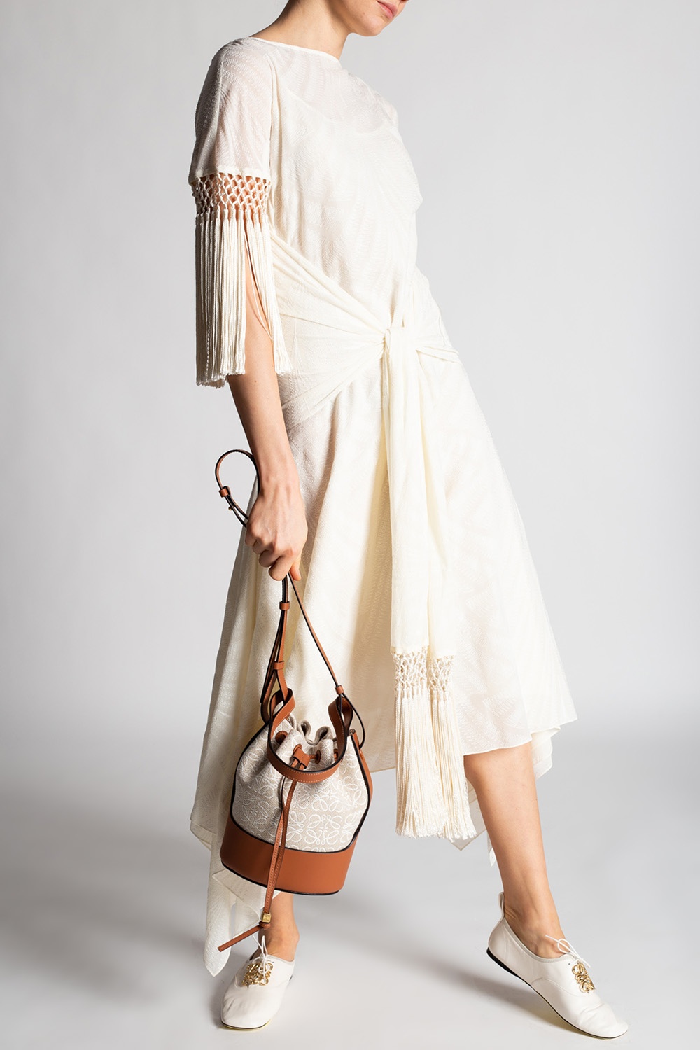 Loewe Fringed dress | Loewe's Balloon Heels and Bag Boots Take